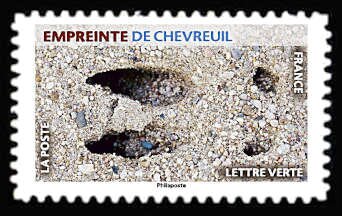 Stamp, Footprint of Roe Deer, France,  , Animals (Fauna)