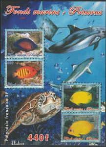 Souvenir Sheet, Angelfish, French Polynesia,  , Animals (Fauna), Fishes, Sea Life