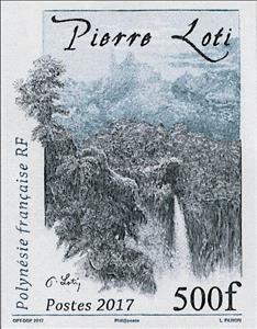 Stamp, Pierre Loti, Author, French Polynesia,  , Landscapes, Waterfalls