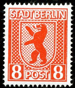 Stamp, Stadt Berlin, Germany,  Allied Occupation of Berlin (1945),  , Bears, Coats of Arms, Heraldic Animals, Mammals, Stylized Animals