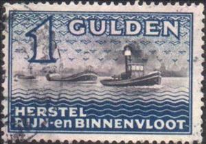 Stamp, Rhine Navigation. Herstel Rijn en Binnenvloot, Netherlands,  , Ships