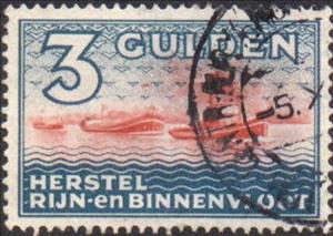 Stamp, Rhine Navigation. Herstel Rijn en Binnenvloot, Netherlands,  , Ships