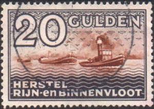 Stamp, Rhine Navigation. Herstel Rijn en Binnenvloot, Netherlands,  , Ships
