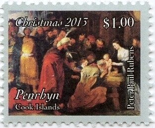 Stamp, Painting by Peter Paul Rubens, Penrhyn,  , Art, Christmas, Paintings