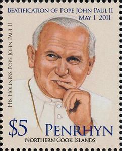 Stamp, Pope John Paul II, Penrhyn,  , Popes, Religion