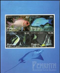 Souvenir Sheet, Various Fishes, Penrhyn,  , Animals (Fauna), Fishes, Sea Life