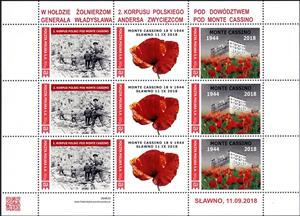 Mini Sheet, As a tribute to the soldiers of the Polish 2nd Corps fightin, Personalized and Private Mail Stamps,  , Anniversaries and Jubilees, Battle