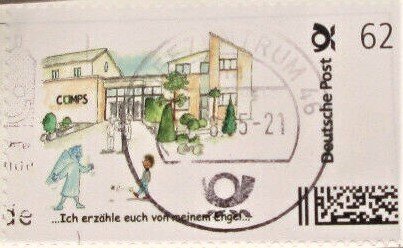 Stamp, I'm telling you about my angel. Ich erzahle euch vonn mienem, Personalized and Private Mail Stamps,  , Angels, Drawings, Schools