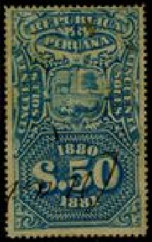 Stamp, Coat of Arms and Numeral, Peru,  , Coats of Arms, Numbers
