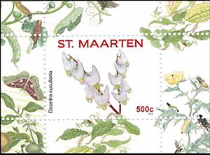 Souvenir Sheet, Dutchman's Breeches (Dicentra cucullaria), Sint Maarten,  , Flowers, Plants (Flora)