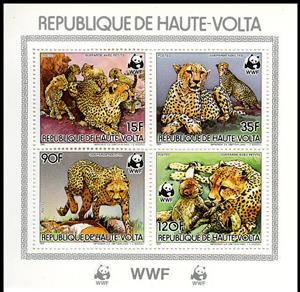 Mini Sheet, Cheetah (Acinonyx jubatus), Upper Volta,  , Animals (Fauna), Cheetahs, Mammals, Wild Cats