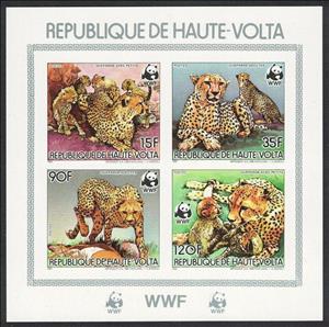 Mini Sheet, Cheetah (Acinonyx jubatus), Upper Volta,  , Animals (Fauna), Cheetahs, Mammals, Wild Cats
