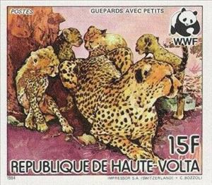 Mini Sheet, Cheetah (Acinonyx jubatus), Upper Volta,  , Animals (Fauna), Cheetahs, Mammals, Wild Cats
