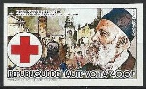 Stamp, Henri Dunant (1828-1910), Upper Volta,  , Famous People, Red Cross and Red Crescent
