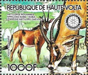 Stamp, Western Roan Antelope (Hippotragus equinus koba), Upper Volta,  , Animals (Fauna), Antelopes, Mammals