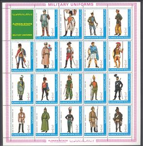 Mini Sheet, Military Uniforms, Ajman,  , Military Officers, Uniforms