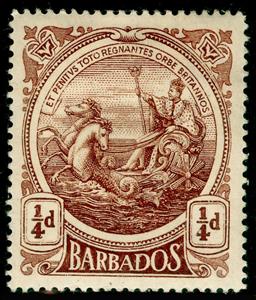 Stamp, Seal of the Colony - Large Format, Barbados,  , Animals (Fauna), Horses, Mammals, Mythology, Seals (Emblems)