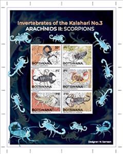 Souvenir Sheet, Scorpions, Botswana,  , Animals (Fauna), Scorpions