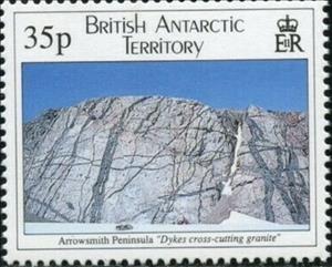Stamp, Arrowsmith Peninsula, British Antarctic Territory (BAT),  , Landscapes, Mountains, Rocks