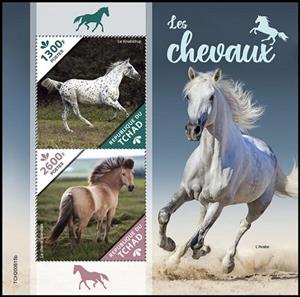 Souvenir Sheet, The Knabstrupper/The Icelandic Horse, Chad,  , Animals (Fauna), Horses
