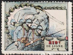 Stamp, 219 de ligne Infantry Regiment, Cinderellas,  , Army, First World War, Military Forces, Weapons