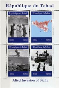 Mini Sheet, Allied Invasion of Sicily, Cinderellas,  , Second World War
