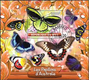 Souvenir Sheet, Les Papillons d'Australie, Cinderellas,  , Animals (Fauna), Butterflies, Insects