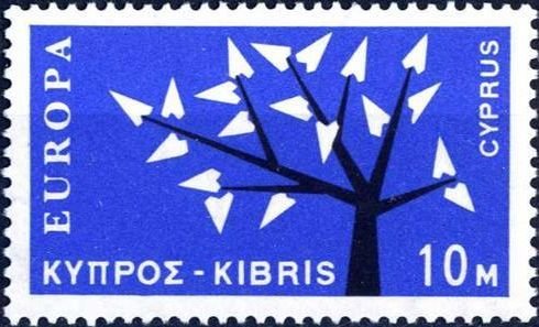 Stamp, EUROPA/CEPT 1963 - Tree with 19 leaves, Cyprus,  , Postal Services, Postal Unions, European Union, C.E.P.T., Europe