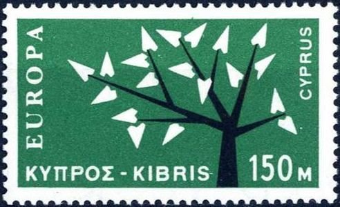 Stamp, EUROPA/CEPT 1963 - Tree with 19 leaves, Cyprus,  , Postal Services, Postal Unions, European Union, C.E.P.T., Europe
