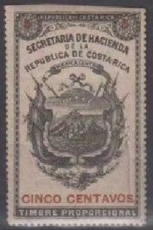 Stamp, Coat of Arms on white background, Costa Rica,  , Coats of Arms