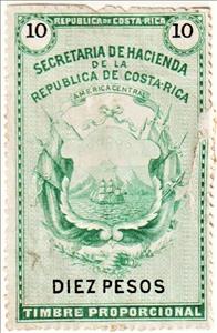 Stamp, Coat of Arms on white background, Costa Rica,  , Coats of Arms