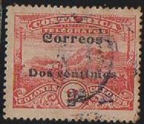 Stamp, Telegrafos / Correos dos centimos 2c on 2Col, Costa Rica,  , Railways