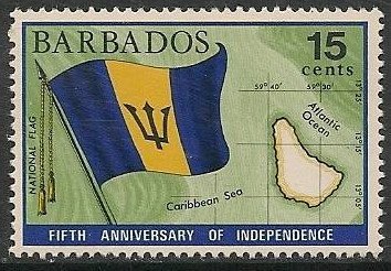 Stamp, Flag and Map, Barbados,  , Flags