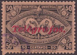 Stamp, Central American Exposition Issue overprinted Telegrafos, Guatemala,  , Telegraphy