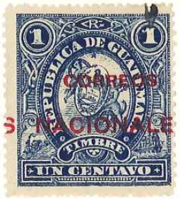Stamp, Revenue stamp with red overprint, Guatemala,  , Coats of Arms