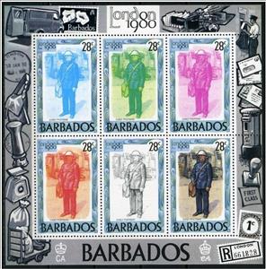 Mini Sheet, Sheet of 6, Barbados,  