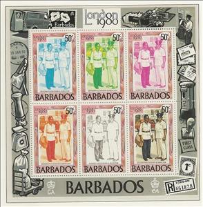 Souvenir Sheet, Sheet of 6, Barbados,  
