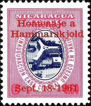 Stamp, Inauguration of Unesco Headquarters Building,Paris,Overprint, Nicaragua,  , UNESCO