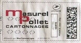 Stamp, Masurel Pollect Cartonnages, Personalized and Private Mail Stamps,  , Industry, Logos