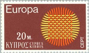 Stamp, EUROPA/CEPT 1970 - Patchwork - Flaming Sun, Cyprus,  , Postal Services, Postal Unions, European Union, C.E.P.T., Europe
