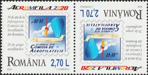 Tete-Beche, 50th Anniversary of the Romanian Aerophilately Comission, Romania,  , Aircraft, Aviation, Philatelic Exhibitions, Philately