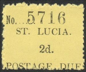 Stamp, Country name and postage due, Saint Lucia,  , Numbers
