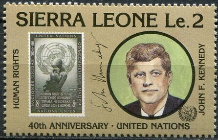 Stamp, John F. Kennedy, Sierra Leone,  , Anniversaries and Jubilees, Heads of State, Seals (Emblems), Stamps