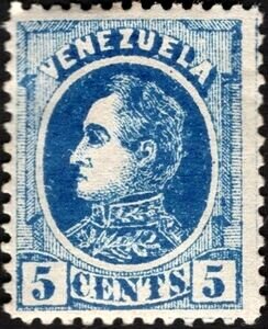 Stamp, Effigy of Simón Bolívar, Venezuela,  , Famous People, Freedom Fighters, Generals, Heads of State, Heroes, Independency Activists, Men, Politicians