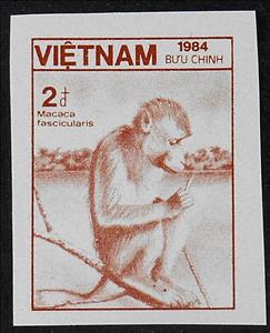 Stamp, Crab-eating Macaque (Macaca fascicularis), Vietnam,  , Animals (Fauna), Mammals, Monkeys