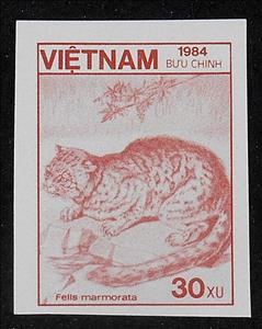 Stamp, Marbled Cat (Felis marmorata), Vietnam,  , Animals (Fauna), Cats, Mammals, Wild Cats