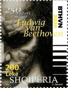 Stamp, Ludwig van Beethoven, Composer, 250th Anniversary of Birth, Albania,  , Composers