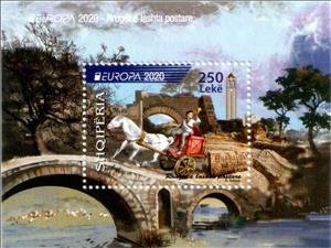 Souvenir Sheet, Postal Carriage on Via Egnatia, Albania,  , Bridges, C.E.P.T. / Europe, Horses, Postal History
