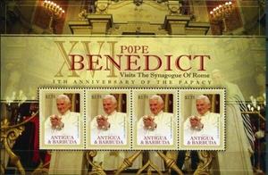 Mini Sheet, Pope Benedict XVI, Antigua and Barbuda,  , Famous People, Popes