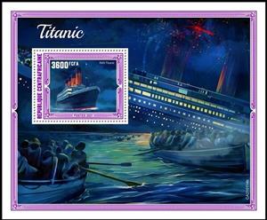 Souvenir Sheet, RMS Titanic, Central African Republic,  , Passenger-ships, Ships